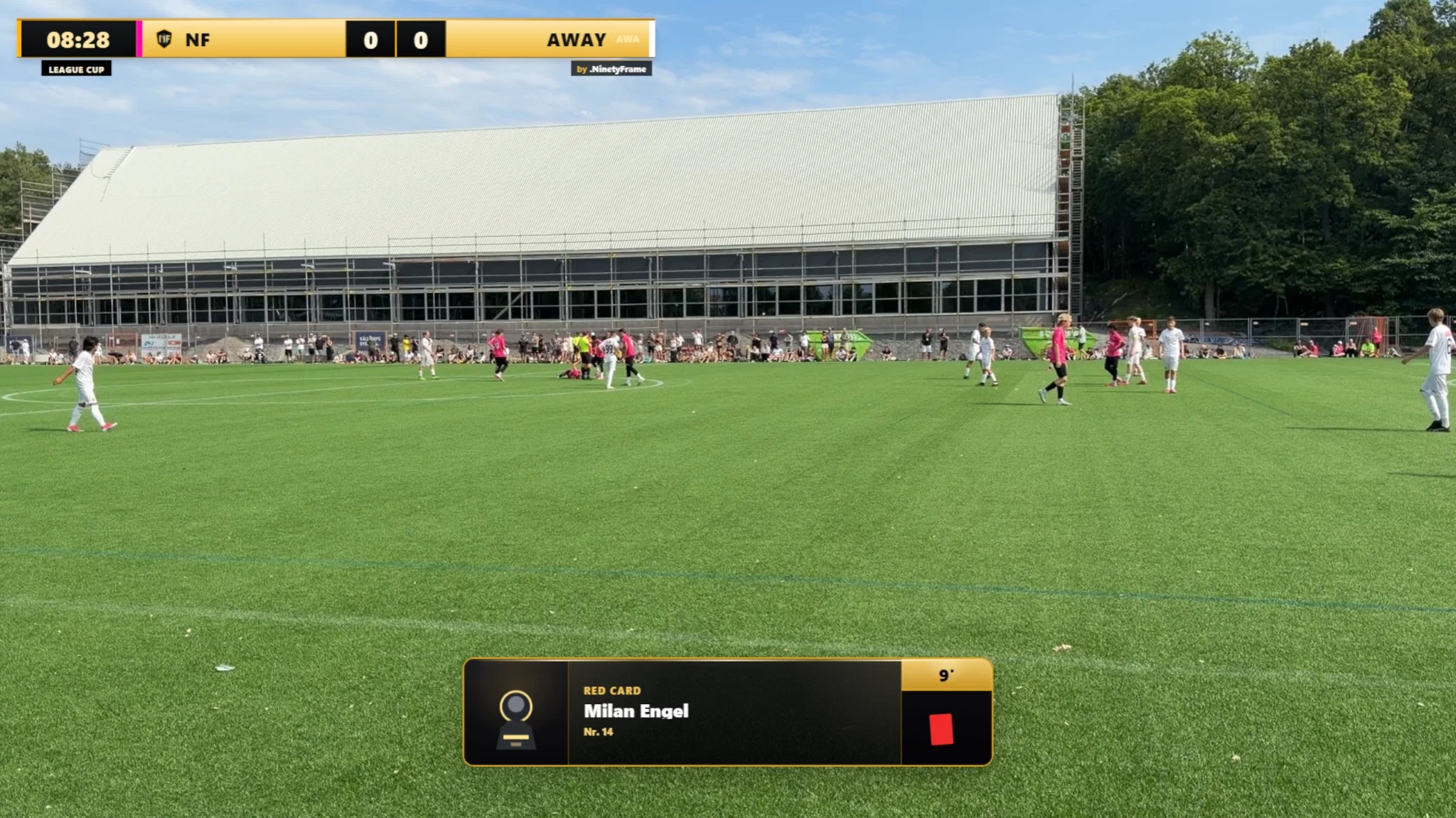 .NinetyFrame Community red card overlay during a football match