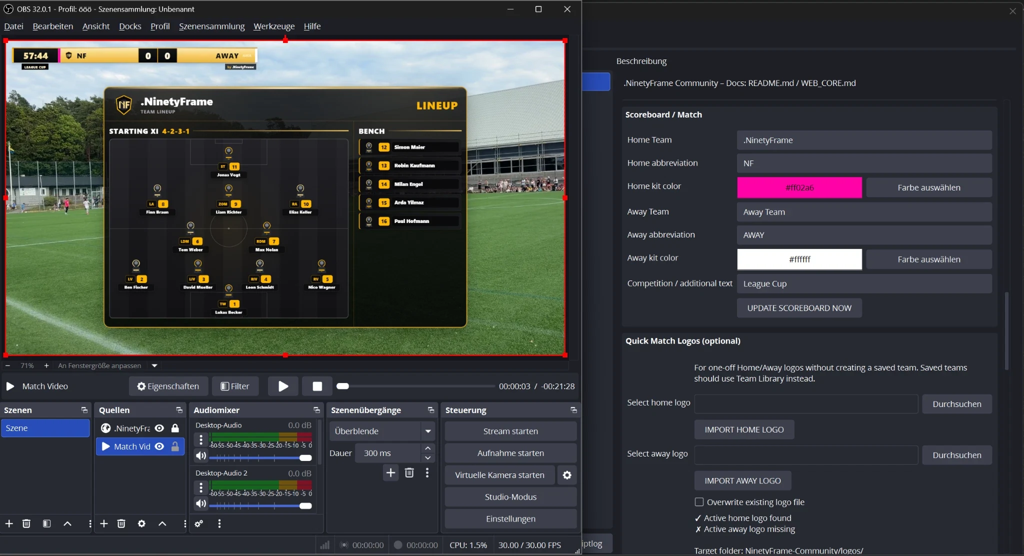 .NinetyFrame Community controls directly inside OBS